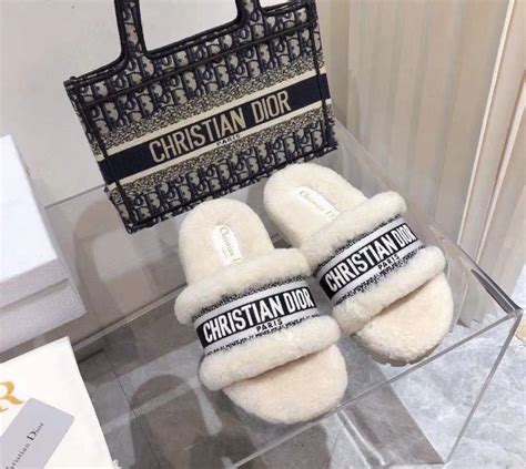 dior furry slippers